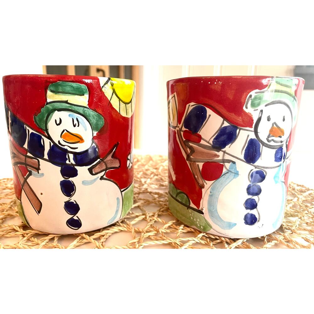 Vintage La Musa Ceramiche Hand Painted 16 ounce Mugs Set of 2 Italy